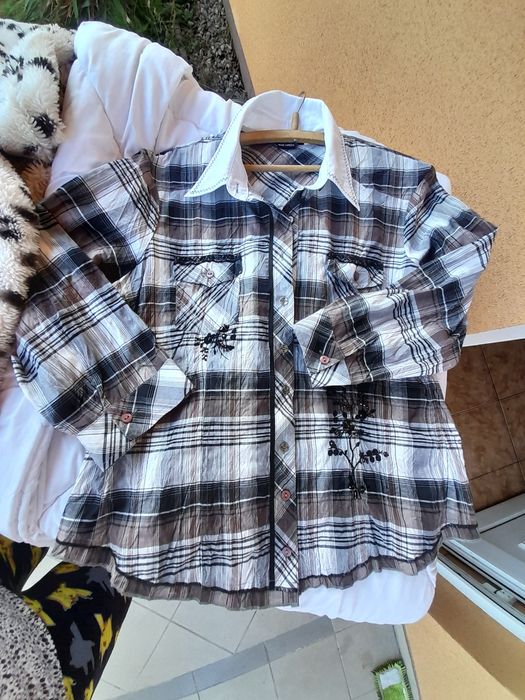 Luksusowa bluzka w kratę 44