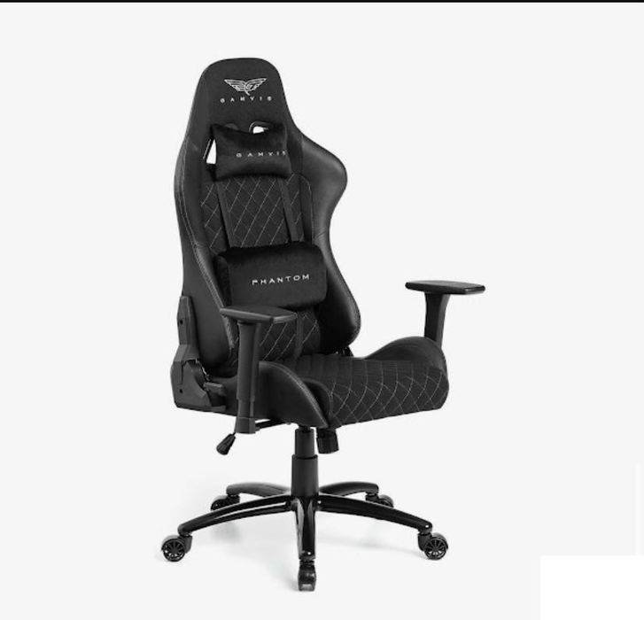 Ergonomiczny Fotel Gamingowy Gamvis PHANTOM Large - Czarny / Welur