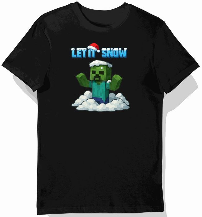 Koszulka dziecięca czarna –  minecraft świąteczna prezent święta 140