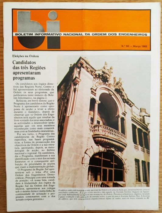 Boletim Informativo Nacional Ordem dos Engenheiros - de janeiro a junho de 1982