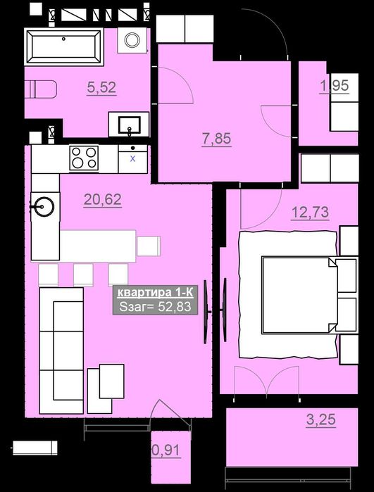 Велика здана 1 кімнатна квартира біля вокзалу. (ЄОселя)