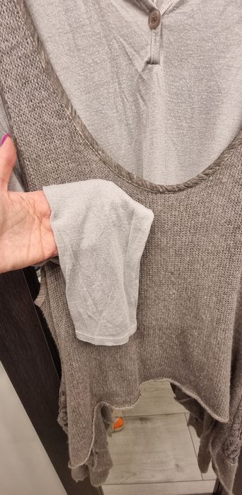 Włoski komplet z koronką, bluzka + tunika