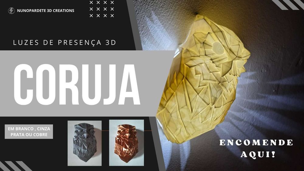 Luzes de Presença, a pilhas. feitas em impressoras 3D