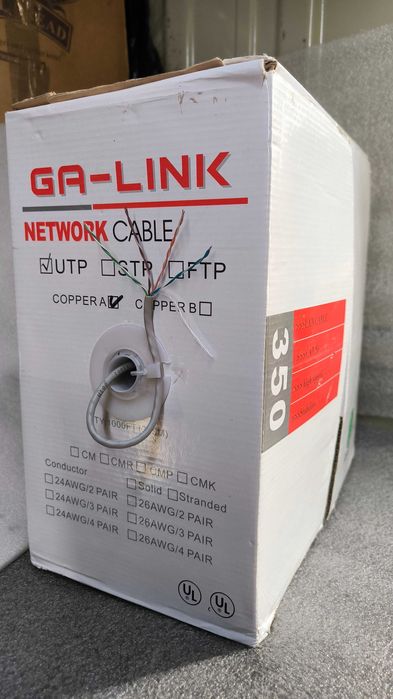 Кабель UTP GA-LINK 305 м	Cupper A (мідь преміум) внутрішній