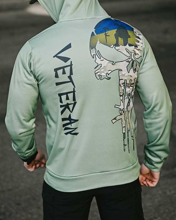 Мілітарі худі VETERAN на флісі  тактичне чоловіче худі Без передоплати