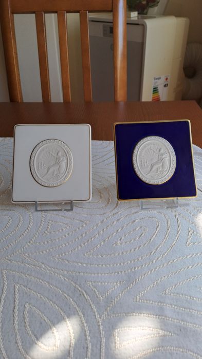 Placas da Vista Alegre comemorativa do 140º aniversário Banco de Portu