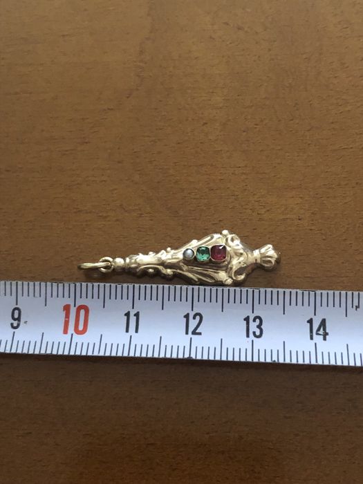 Dawna  złota zawieszka 585  Biedermeier  ANTYK