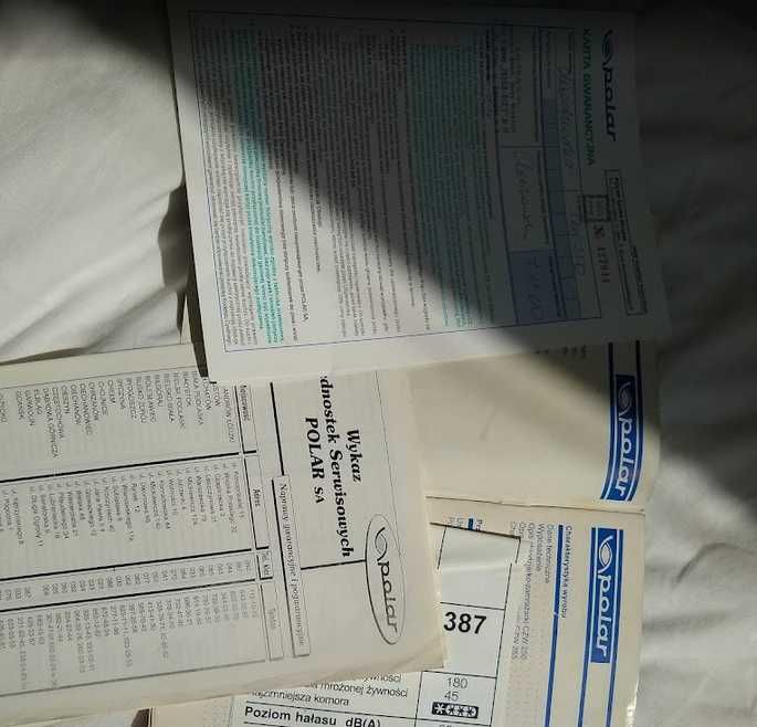 Aktualne - Lodówka Polar cw250 książeczka i karta gwarancyjna :)