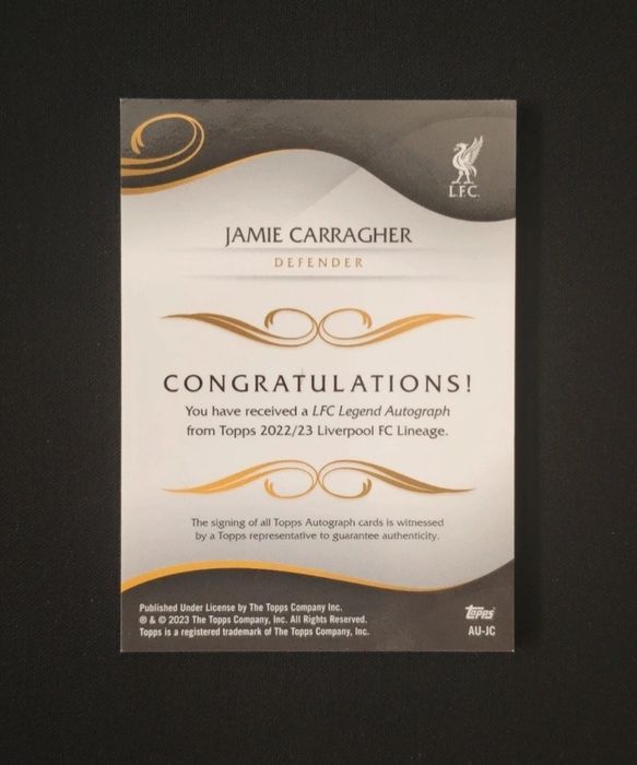 Carta Jamie Carragher Assinada Topps