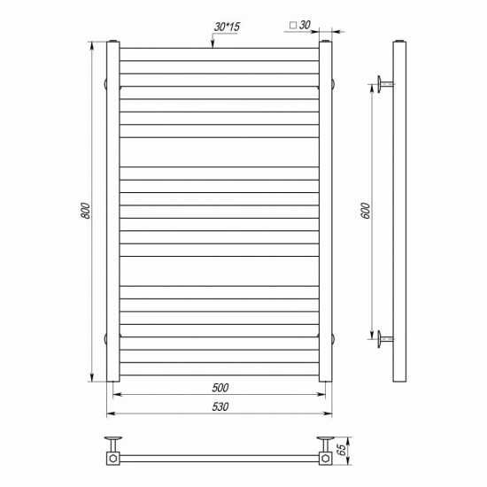 Рушникосушка водяна ТМ "Dеffi" Magnus 500х1200 В (чорна)