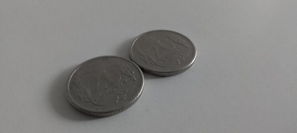 Monety 20 gr z 1990 i 2002 roku ( niski nakład )