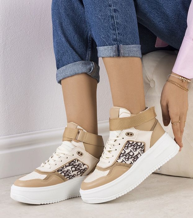Beżowe wysokie sneakersy za kostkę Adolis