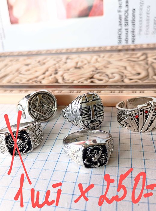 Перстень печатка лот / з червоним камнем сталь / 20.5 розмір