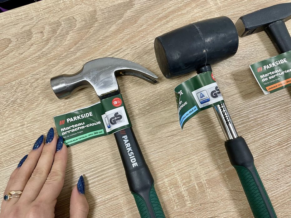 Молоток слесарный 300г/столярный 340г, киянка 340г PARKSIDE