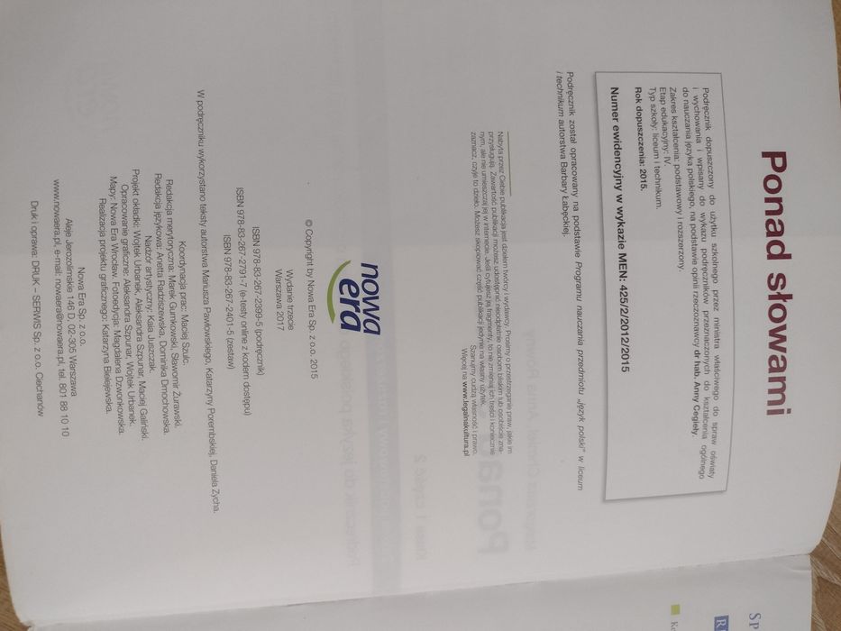 Ponad słowami - poziom podstawowy i rozszerzony język polski kl.1 cz.2