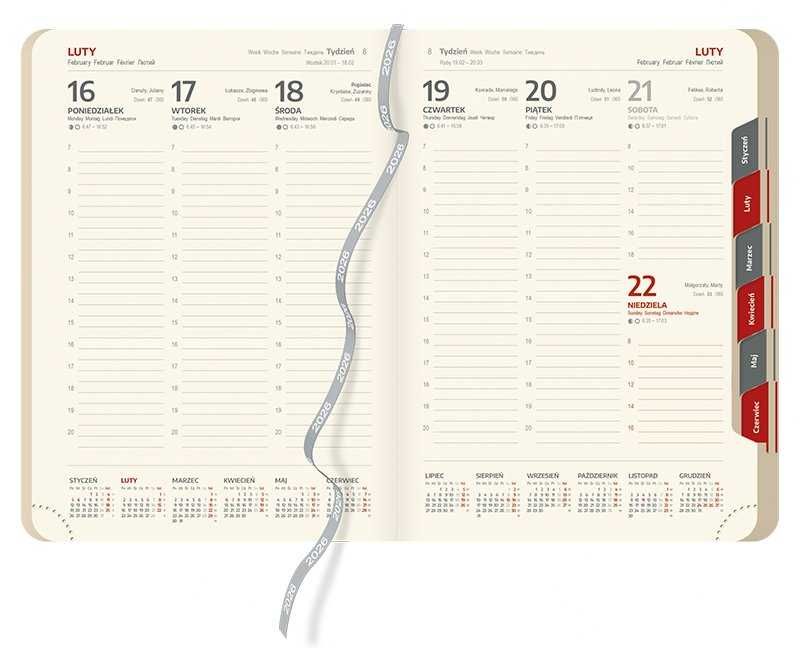 Kalendarz B5 tygodniowy 2026 rok terminarz w ekoskórze