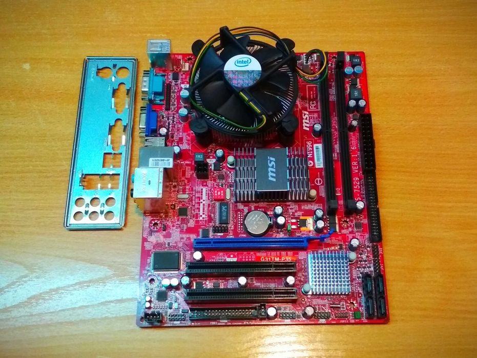 Материнська плата s775 MSI G31TM-P35(MS 7529) + процесор + охолодження