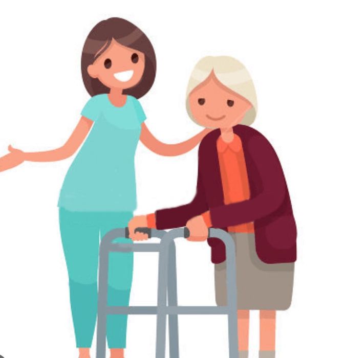 Trabalho como cuidadora de idosos, banhos, transferências, passeios, massagens e exercícios