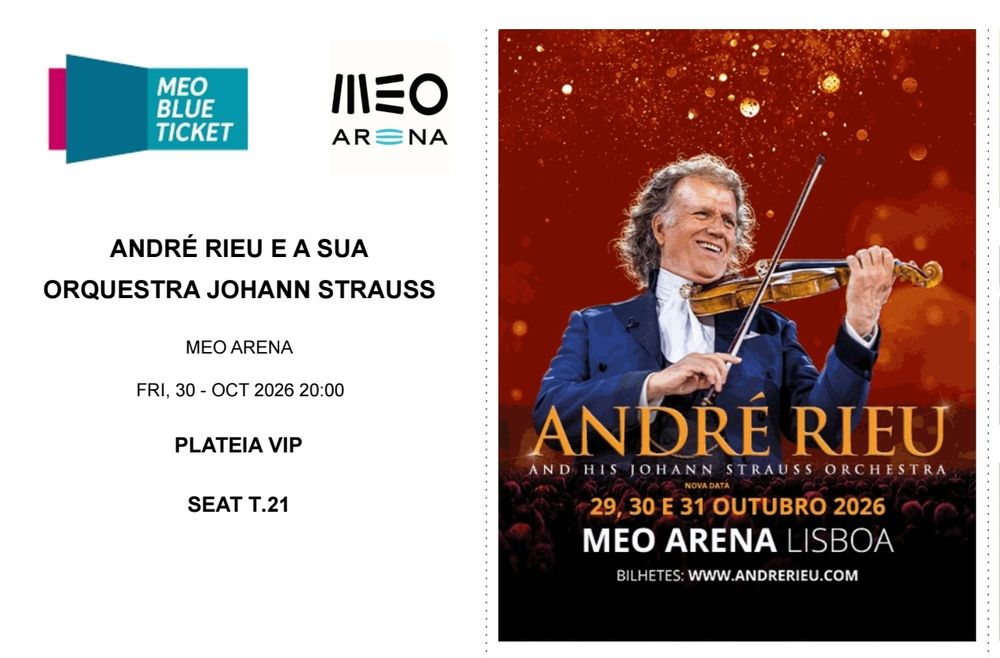 Bilhete André Rieu 30 out