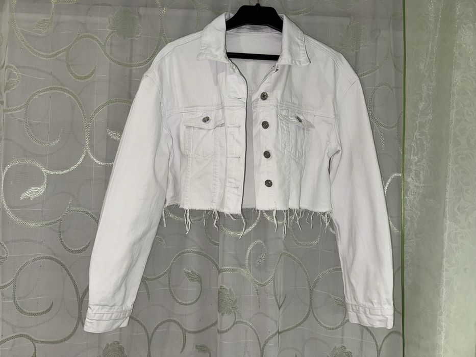 Белая женская джинсовая куртка пиджак s (42-44) 38