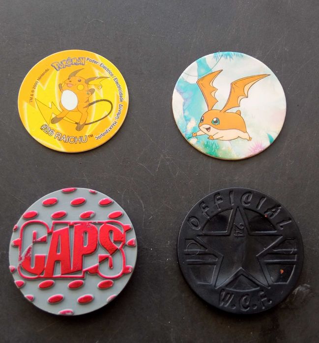4 Tazos / Slammers Retro (Pokémon, Digimon, World Caps)