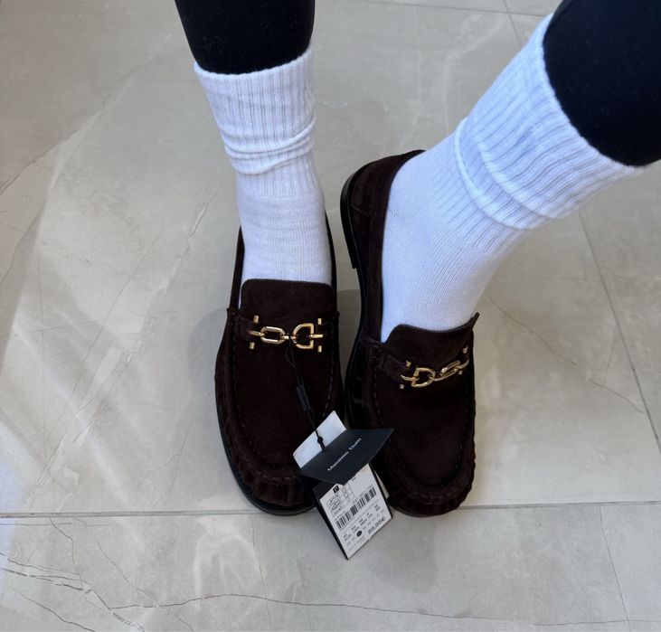 Продаю туфлі лофери Massimo dutti 38 шкіра замша