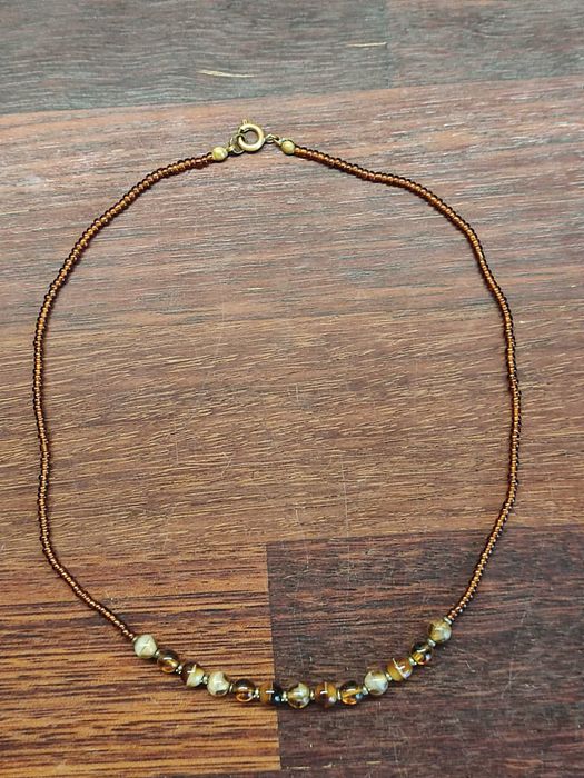 Delikatny ręcznie wykonany naszyjnik handmade retro vintage boho