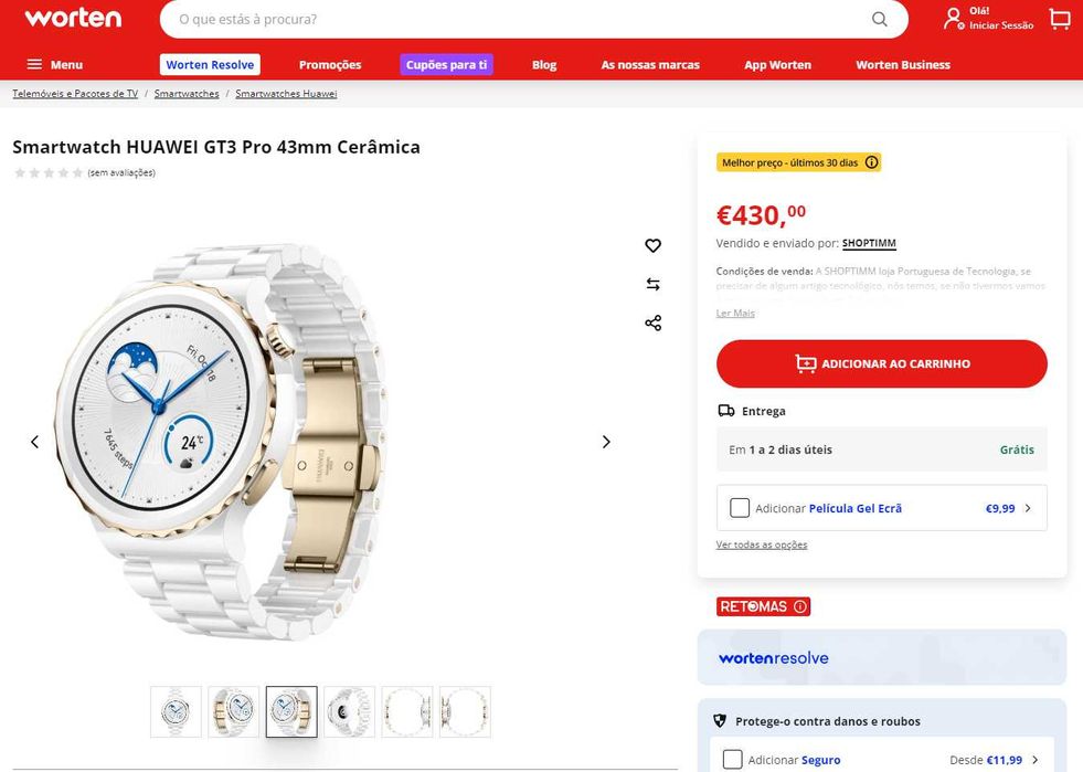 Huawei Watch GT 3 Pro com Bracelete Cerâmica