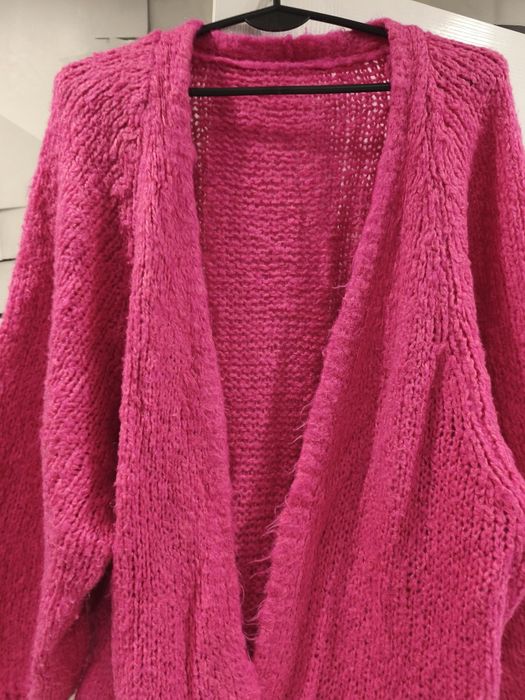 Sweter długi różowy