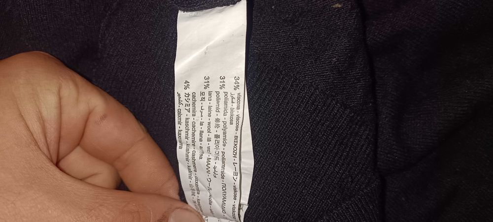 Sweter wełniany Wool z kaszmirem Cashmere i golfem ZARA M czarny