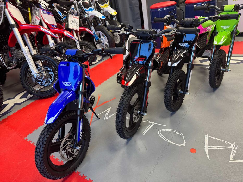MRF e-JOY RFN Warrior 500W - motocykl elektryczny dla dzieci z opcją kółek bocznych