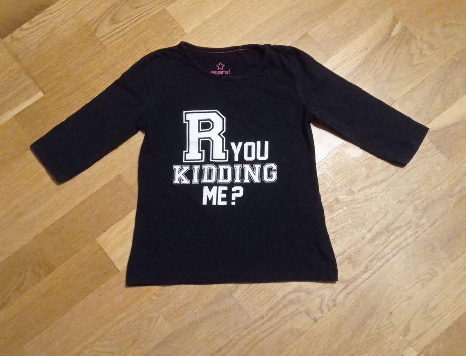 Pepperts czarny t-shirt z napisem, rękaw 3/4, r. 122-128