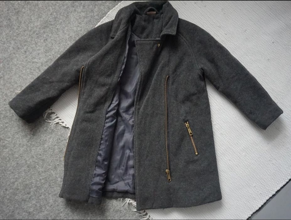 Płaszczyk dziecięcy szary Claire popiel klasyk dziewczynka zima 6 lat