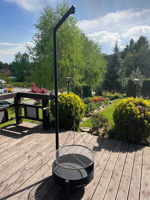 Grill ogrodowy, żuraw, trójnóg 50 ruszt nierdzewny