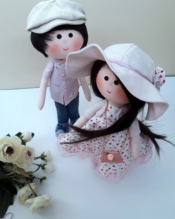 Текстильная кукла ручной работы  ситцевая свадьба