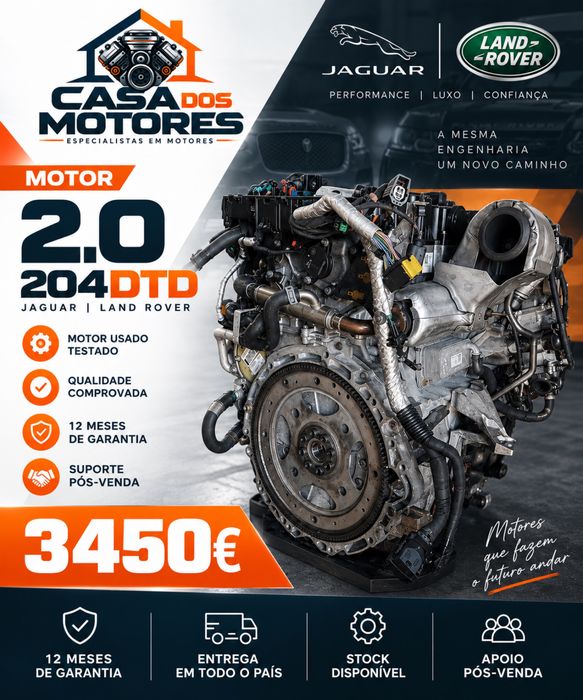 Motor Jaguar Land Rover 2.0 Diesel 204DTD AJ200D 12 Meses Garantia