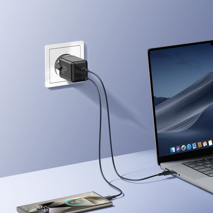 Ładowarka sieciowa Joyroom JR-TCG17 45W 2 x- USB-C (wtyczka EU) - czarna