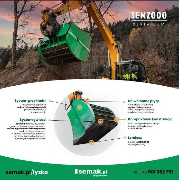 Łyżka przesiewająca sortująca do ziemi przesiewacz SEM2000 1,5 - 3T