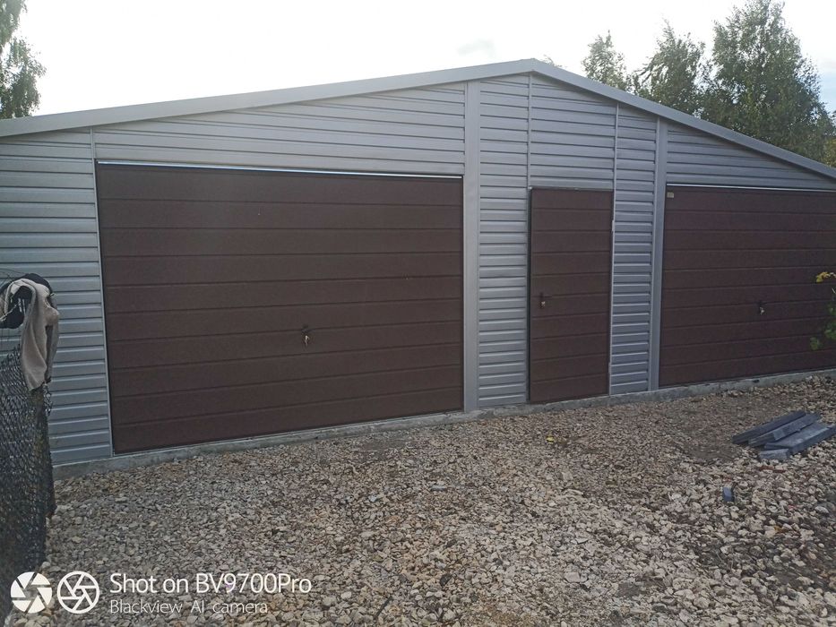 garaż 9x7 9x6 wzmocniony szary dwuspadowy brama GSTAL