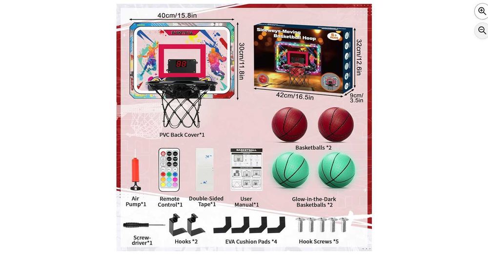 Tablica do gry w kosza LED sterowana pilotem