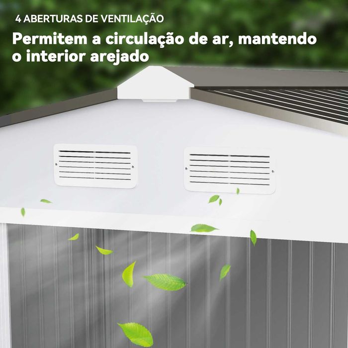Abrigo de arrumos exterior 277x195x192 cm com 4 janelas