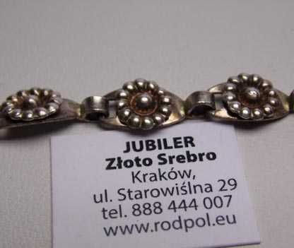 Przedwojenna srebrna bransoletka przekładane zapięcie 15,5 cm.