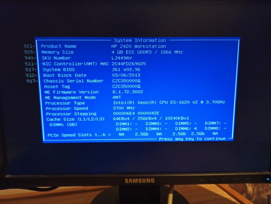 HP workstation z420 płyta plus zasilacz procesor chłodzenie