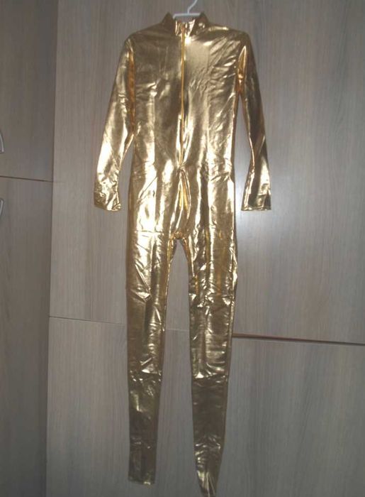 Morphsuits Вторая кожа костюм золотой Zentai размер S/M