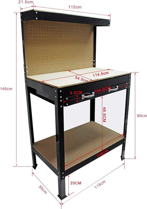 Bancada de trabalho, 1150 x 550 x 1400 mm