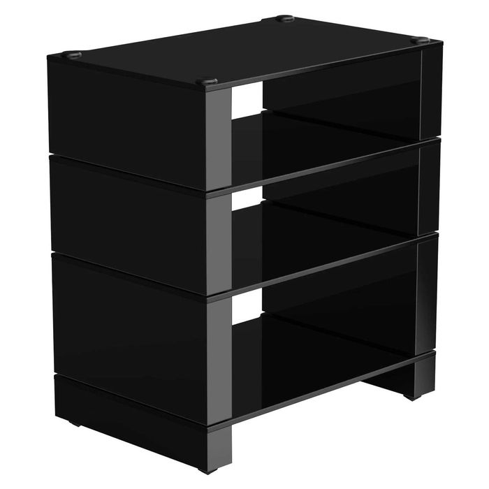 Stolik audio RTV Blok Stax 2G 4 półki nowy /czarne szkło/ lakier piano