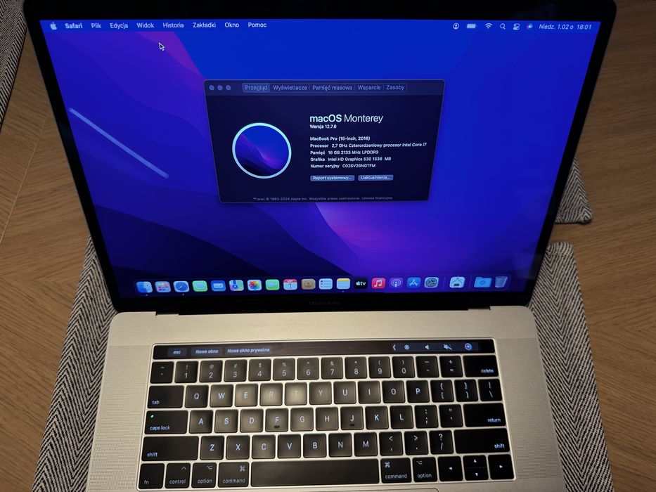 Skrzydlo matryca macbbok pro 2016 A1707