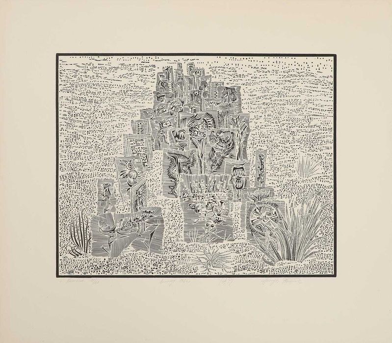 Linoryt „Kamienie”, 1964 r. Henryk Płóciennik