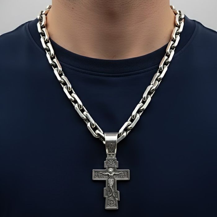 Срібний набір 220г ланцюжок хрестик цепочка серебряная крестик серебро