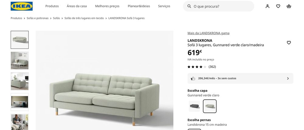 Sofá 3 lugares e Repousa-pés (Sofa & Ottoman)